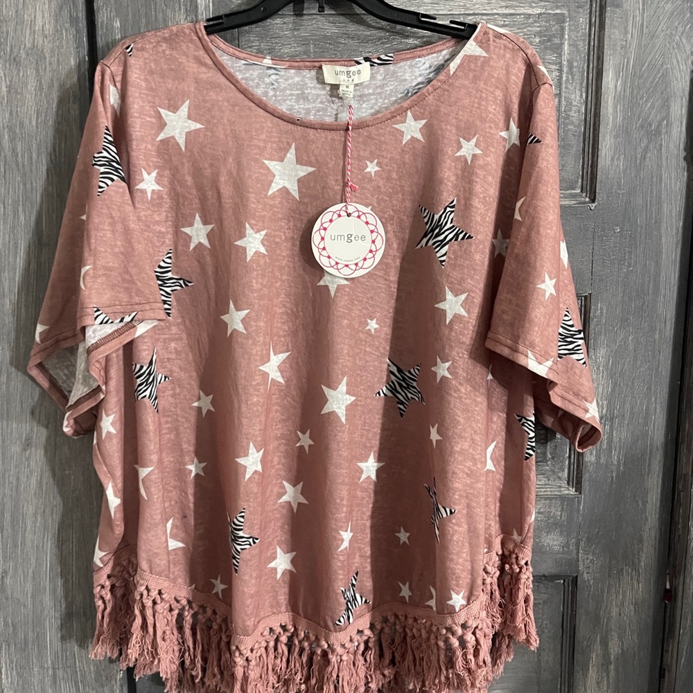 M92 Umgee Pink Star Print Women's Top - Picture 2 of 8